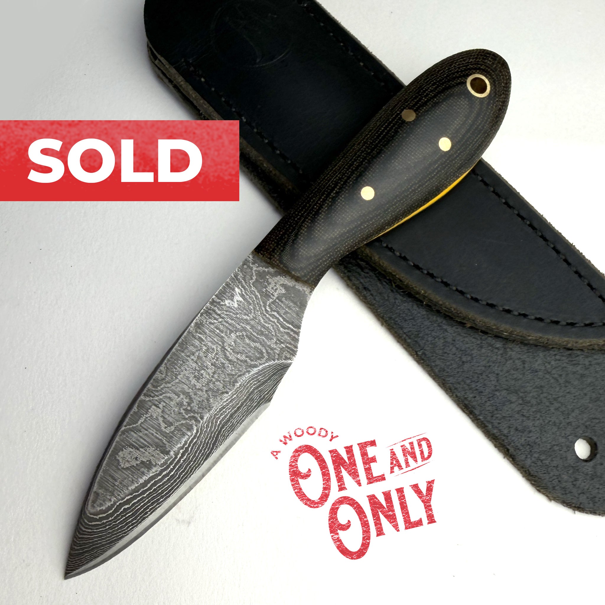 Woody's Damascus Drop Point Black Magic Stinger